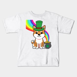 Cute orange dog is a leprechaun Kids T-Shirt